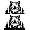 Signage Cafe Wolf Peeking Forest Two Pack 6" Black Vinyl