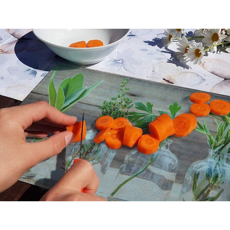 GRAZDesign Glass Chopping Board Breakfast Board Gift Herbs in Glass
