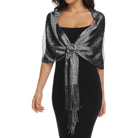 BABAHU Sparkling Metallic Shawls and Wraps with Buckle for Evening Party Dresses Wedding Party
