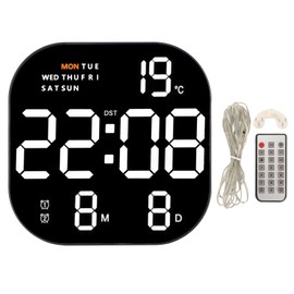 Digital Clock Large Screen LED USB 5V Remote Multifunctional Temperature Month Display Luminous Electronic Clock for Study Living Room White Light With Orange
