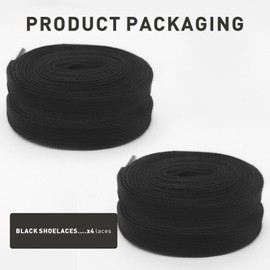 UamGlsob 2Pairs Shoelaces for Veja Sneakers, Cotton Flat Solid Color Athletic Shoe Laces Replacement Strings for Men Women, Black, 54"/140cm