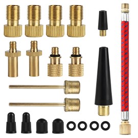 21Pcs Bicycle Valve Adapter Kit,Bike Pump Adapter with Ball Pump/Air Pump/Compressor Tire Valve Cap, DV SV AV Bicycle Air Pump Inflation Needle Nozzle Kit for Converter Set for Balls/Bikes