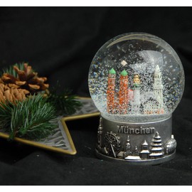 Minium Collection 30050 Souvenir Snow Globe Munich Skyline Silver Base 80 mm