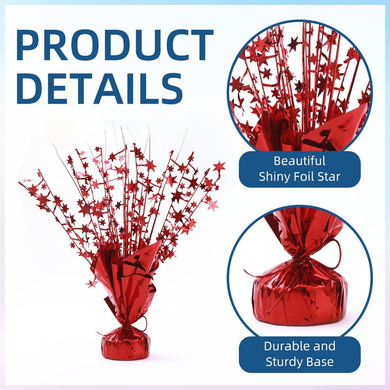 24 Pack Red Metallic Foil Spray Centerpiece Star Table Decoration