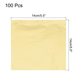 sourcing map 100 Pcs Gold Leaf Sheets 5.5" x 5.5" Imitation Gold Foil Sheets for Crafts,Picture Frames,Sculpture,Nails and DIY Arts Decoration,Copper Foil Color