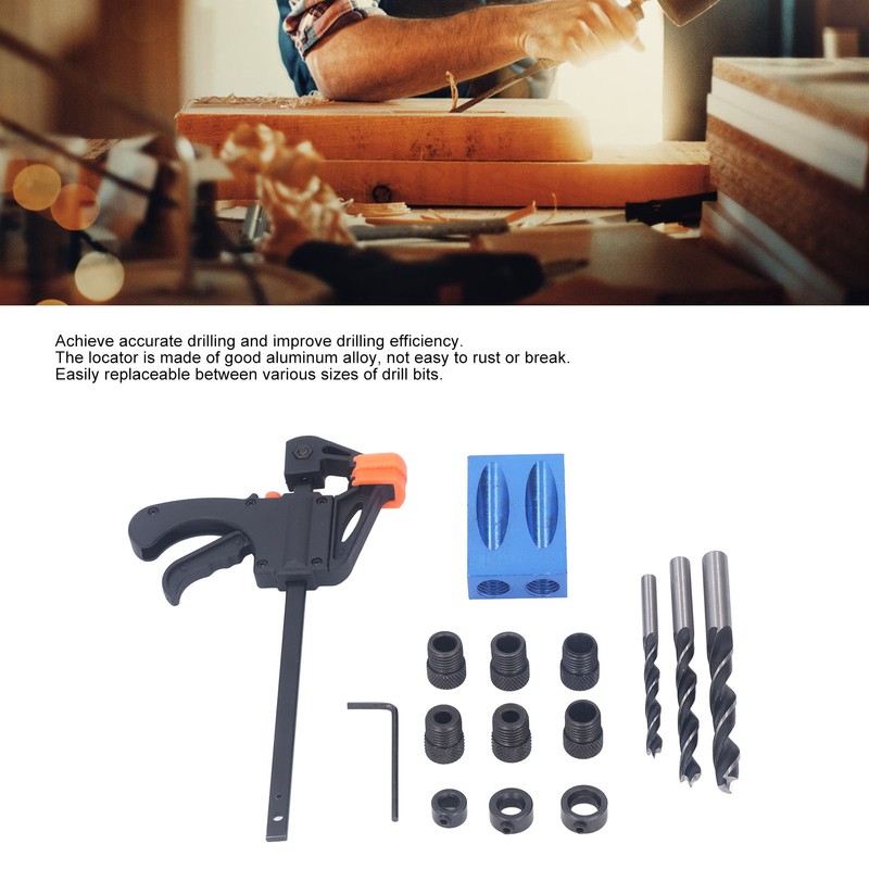 15Pcs Pocket Hole Jig 15° Aluminum Alloy Inclined Hole Drilling