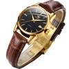 OLEVS Women Watches Brown Leather Easy Reader Quartz Analog Small