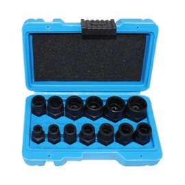 HFS(R) Socket Set Nut Removal Impact Socket Deep Socket Set 13 Piece Set 1/4", 5/16" (8mm) 3/8" 10mm 7/16" (11mm) 12mm 1/2" 13mm 9/16" (14mm) 5/8" (16mm) 17mm 11/16" 3/4" (19mm)