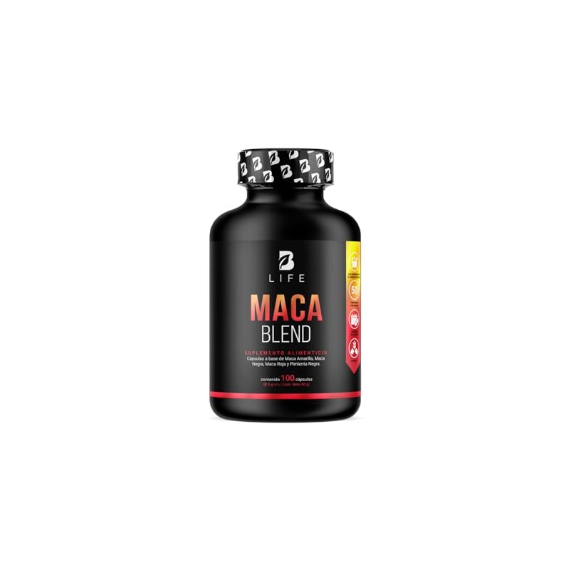 Complejo Maca 100 Cápsulas 1000 Blend Raíces Andinas Amarilla Negra