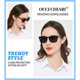 OCCI CHIARI Reading Sunglasses 3.5 Women's Trendy Sun Readers 1.00 1.25 1.50 1.75 2.00 2.25 2.50 2.75 3.00 3.50 4.00 (Black) UV Protection Blue Light Blocking Outdoors