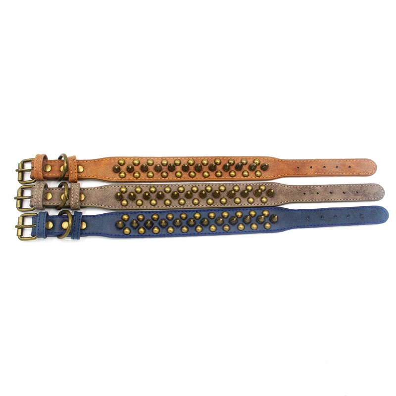 Serijoars Spiked Dog Collar Soft Pu Leather Mushrooms Rivet Spike