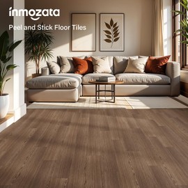 INMOZATA Peel and Stick Floor Tile, 36Packs 54 Sq. Ft Vinyl Flooring Plank 36"x 6" Peel and Stick Vinyl Flooring Tile Waterproof Wood Grain for Bedroom, Living Room, Kitchen, RV(Smoke Oak)