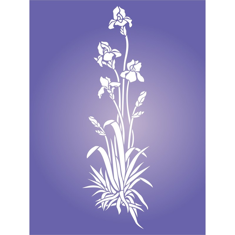 Iris Stencil - 16.5 x 52 cm - Reusable Flora