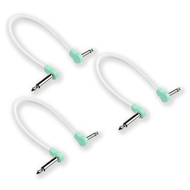 M MAKA Flat Low Profile Guitar Patch Cable 12 inch for Effects Pedals, 1/4 inch Right-Angle, Surf Green, 3-Pack