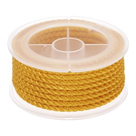 sourcing map Nylon Thread Twine Beading Cord, 10.5ft 4mm Nylon Braided Bracelets String Cord Rope for Jewelry Making DIY Crafts Necklaces, Gold Yellow