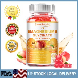 Greenpeople Magnesium Glycinate Gummies High Absorption - Peach Flavor 0 Sugar Vegan