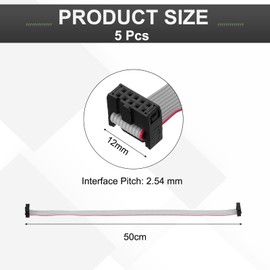 QUARKZMAN 5pcs IDC Ribbon Cable, 2.54mm Pitch 12mm Width 50cm Long 10 Pin FC to FC Ribbon Connector Jumper Cable for PC LED Displays