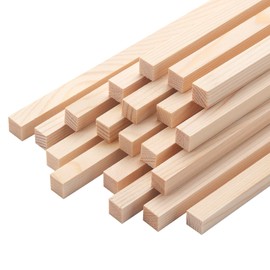 Square Wood Dowel Rods Wooden Craft Sticks, 20PCS 3/8" x 12" Wooden Square Dowel Rods for Crafting, Unfinished Hardwood Sticks Wood Pieces for Arts and DIYers, DIY Projects, Home Decor, Woodworking