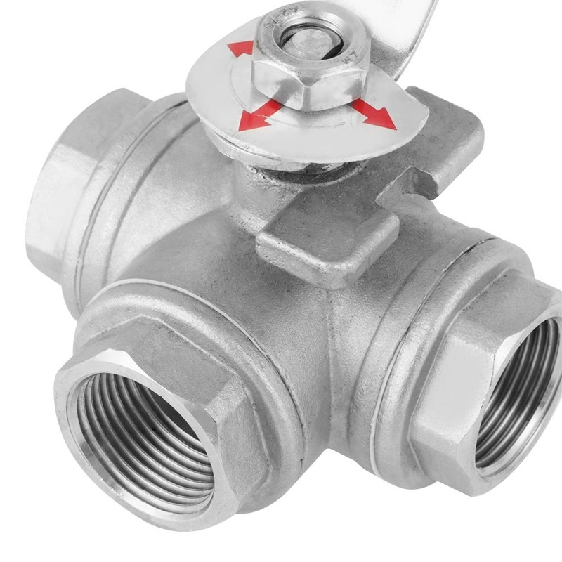 1pc Ball Valve,Stainless Steel SUS304 Pipe Ball Valve Three-Way T-Type
