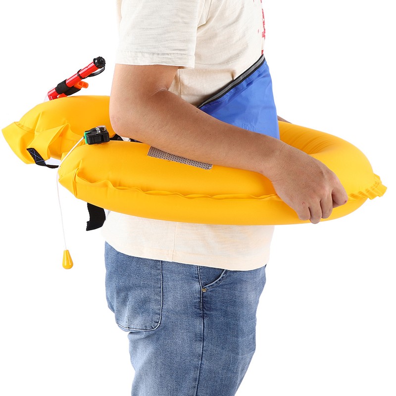 Adjustable Inflatable Life Jacket Belt With Reflective Tapes and Whistle