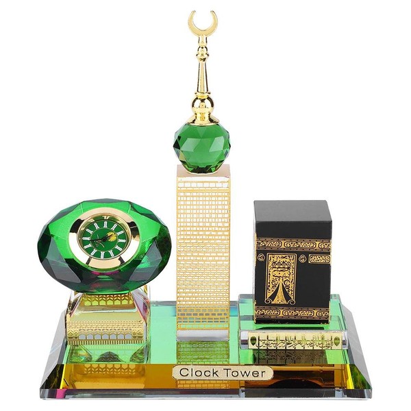 Hztyyier Crystal Collectible Figures for Home Decor Muslim Kaaba Clock Tower Model for Desktop Ornament Islamic Architecture