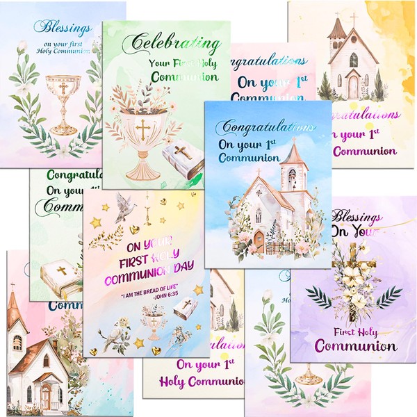 Fancy Land 24 Pack First Holy Communion Cards with Envelopes