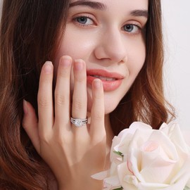 Moissanite Wedding Ring Set for Women, 1CT D Color VVS1 Clarity Sterling Silver Engagement Bridal Ring Set for Travel (Wedding with Gift Box, 6.5)