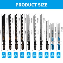 Professional 52 Piece Jigsaw Bladed Wood, 10 Models Reciprocating Saw Blade Set, Jigsaw Bladed Metal with Plastic Box, Saw Bladed Jigsaw, Suitable for Cutting Metal, Wood and Plastic