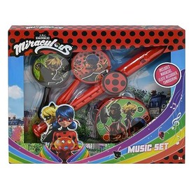 UPD Miraculous Ladybug Basic Music Set – Kids Musical Instruments Set with Maracas, Tambourine, and Flute Recorder for Learning Music – Fun Percussion Instruments for Kids Age 3 and Up