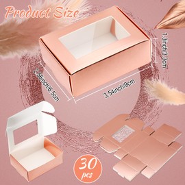 Zonon 30 Pcs Soap Boxes for Homemade Soap Boxes Packaging Small Gift Box Mini Kraft Treat Boxes with Window Present Packaging Box for Bakery Candy Soap Making(Rose Gold, 3.5 x 2.4 x 1.2 Inch)