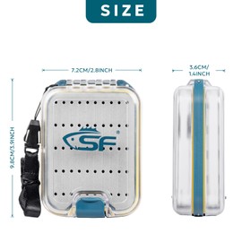 SF Fly Fishing Box Pocket Waterproof Plastic Double Side with Clear Lid, Lanyard Mini Fly Box, Streamer Foam