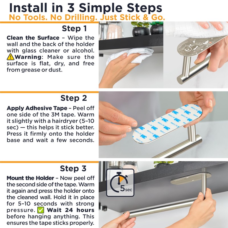 Deiss Pro Paper Towel Holder – Under Cabinet, Wall Mount,