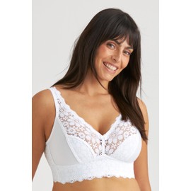 Miss Mary of Sweden Lace Dreams Elastic Long Bra Without Underwire Made from Recycled Material, White
