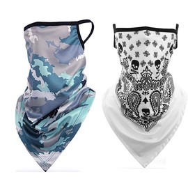 Unisex Bandana Face Cover Mask Scarf Face Rave Balaclava Neck Gaiter with Ear Loops, Dust Cloth, Washable, Wind Motorcycle Cover for Women/Men, Pack of 2 to 4