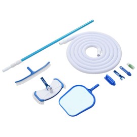 Vivastate Essential 9 Piece Pool Cleaning Kit with Adjustable Pole, Vacuum, and Test Strip for Above Ground Pools