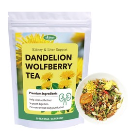 Auranic 20 Count Natural Blend Dandelion Root Wolfberry Tea, Kidneys & Liver Detox Supports, Chinese Herbal Health Tea with Cassia seed Chrysanthemum Burdock Orange Peel Jasmine Honeysuckle Gardenia