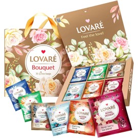 LOVARE Tea Bags Variety Pack - Made in Ukraine - Black and Green, Floral Berry, Mixed Blend Assorted Tea Bags - Flavored Tea Sampler - Tea Gift Sets for Tea Lovers (30 Bags - 6 Tastes)