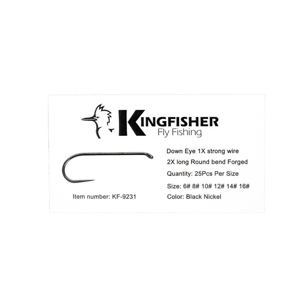 Kingfisher Fly Fishing Standard Nymph Fly Tying Hook Barbless, #14
