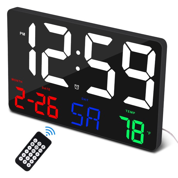 U-picks Digital Alarm Clock, 11.5 Inch Digital Wall Clock, Alarm