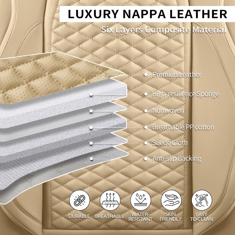 truckerset Car Seat Covers Full Set, Leather Seat Covers for