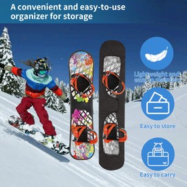 Snowboard Protective Cover with Open Binding, Snowboard Protective Cover, Protect Snowboard from Scratches, Stretchy Fabric Binding Pads Protector Sleeve for Packing in Snowboard Bag (L: Length 175