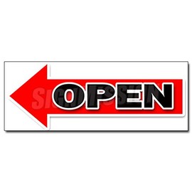 36" Giant Left Open Arrow Decal Sticker Turn here Sale Follow Directions