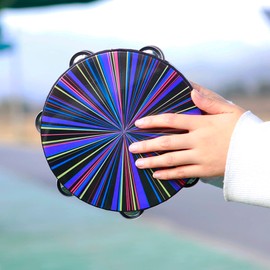 OriGlam 8 Inch Double Row Tambourine, Hand Held Percussion Drum Musical Percussion Tambourines for Adults,Church,Party (Purple)