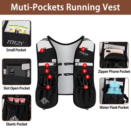 Waterproof Running Hydration Vest for Women - Adjustable Running Water Vest with 12 Pockets, Lightweight Hydration Pack Water Backpack for Hiking Trail Cycling Marathon Race, Pink