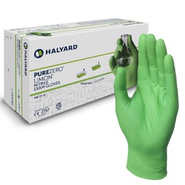 HALYARD PUREZERO LIMON Nitrile Exam Gloves, 9.5 Inches Length, 4.7 Mil, Laboratory, Research Environment, Clean Area Use, Green, XS (Box of 200)