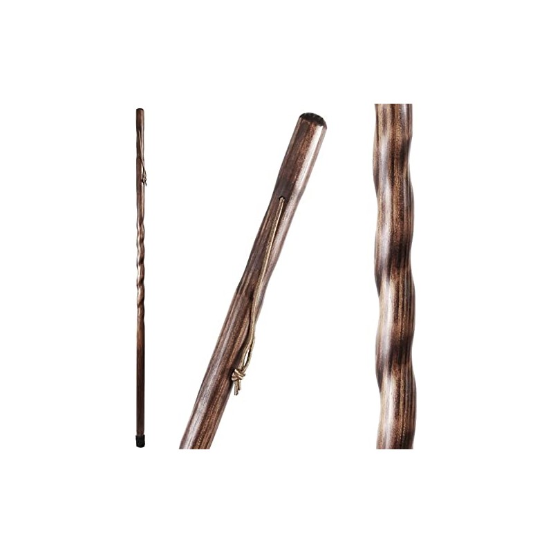 Brazos 55" Twisted Trail Blazer Handcrafted Walking Stick, Brown, Made
