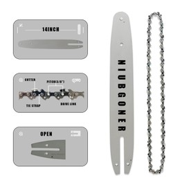 NIUBGONER 14 inch Chainsaw Guide Bar and Chain Combo,Replacement Accessories Fits Stihl MS170,MS171,MS180, MS250,MS181,MSE141,MS193,MS200,MS200T,MS201T and more.3/8"LP, 043",50DL