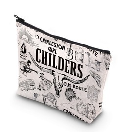 WCGXKO Country Music Gift Cow Skull Gift Western Gift Music Zipper Pouch Makeup Bag (Childers CA)