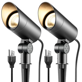 Junview 30W LED Spotlight Outdoor 120V Waterproof Spot Light 3000LM Ultra Bright Spot Lights Outdoor Warm White Landscape Lighting with 5FT Cord with Plug for Flag Pole Tree Yard Garden(2pack)