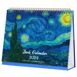 2024 Desk Calendar - Standing Flip Desktop Calendar 2024, January 2024 - December 2024, 12 Months Desktop Calendar, 9.8" x 8.3", Memoranda Lined Pages with Thick Paper, Strong Twin-Wire Binding